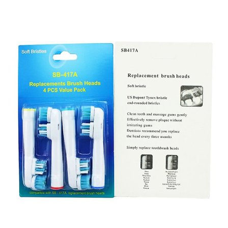 4 stk./sæt Elektrisk Tandbørste Udskiftelige Hoveder Tandbørstehoveder Til Oral B Elektrisk Børste Dyser Bløde Dupont Børstehår SB-17A Tandbørster