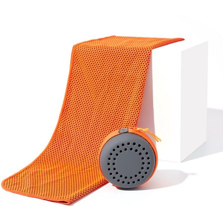 Kølehåndklæde til sommer & sport 30x60 cm hurtigtørrende med opbevaringsboks børn orange kompatibel med sportsaktiviteter