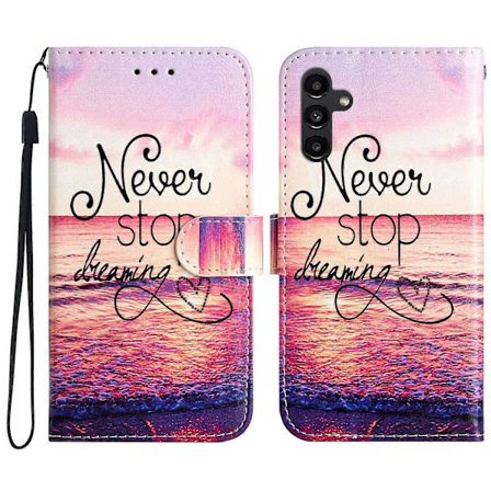 Til Samsung Galaxy A56 5G Wallet Telefon Cover Trykt Mønster Design Læder Telefon Beskyttelses Cover (Multi-Farvet, Never Stop Dreaming)