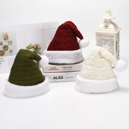 3 pièces de bonnet de Noël en laine tricotée torsadée, bonnet pour adultes, decoration des fêtes de fin d'année, cadeaux.