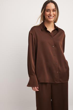 NA-KD Chemise satin - Chemises - Brun - EU 32