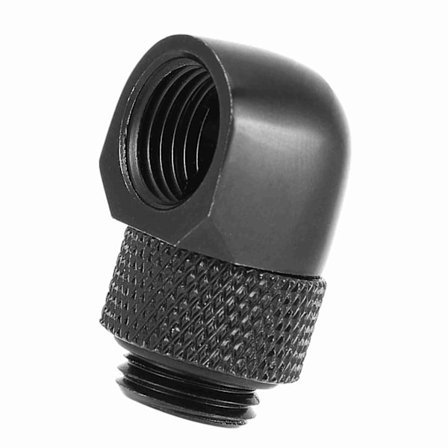 90 Grader PC Vattenkylning Två Touch-koppling G1/4 Gänga Vinkel Barb Anslutning för Rör Svart