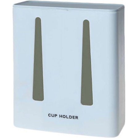 Dobbel Rør Koppdispenser Vannkjøler Koppholder Veggfeste Engangskoppdispenser for Plast- eller Små Papirkopper, Blå
