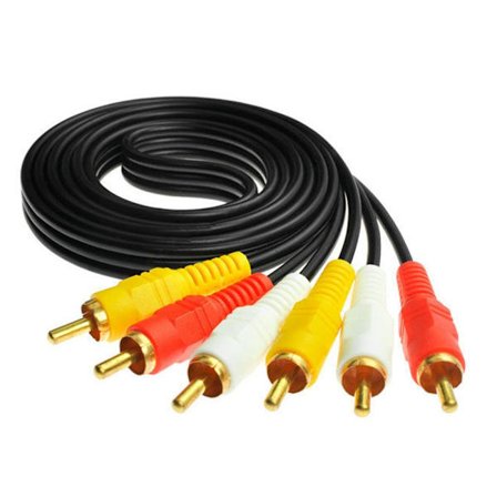RCA-kabel, 3 RCA komposit lyd- og videokabel, forgyldt AV-kabel, til TV, videobåndoptager, DVD, hjemmebiografmodtagere - 1,5 m