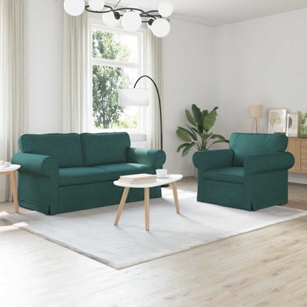 Soffa 140cm 2 pcs Mörkgrön Metall