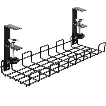Kabelhåndteringsbrett under skrivebordet, oppbevaringsstativ for hjemmet, svart