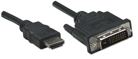 Manhattan MH Cable, HDMI, HDMI-Male/DVI24+1-Male, 1.0m, Black, Polybag