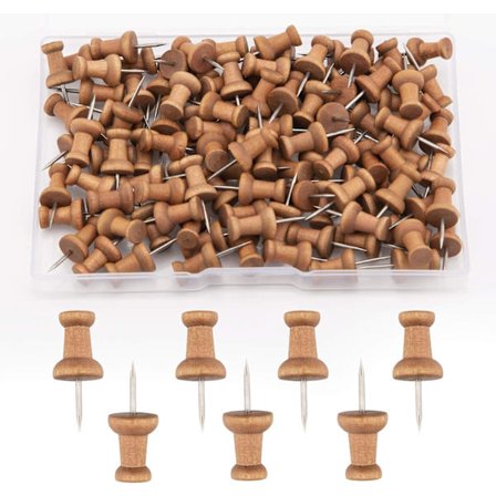 100 stk. Træ Nål Push Pins Kortnåle Markeringsnåle Kortnåle med Stål