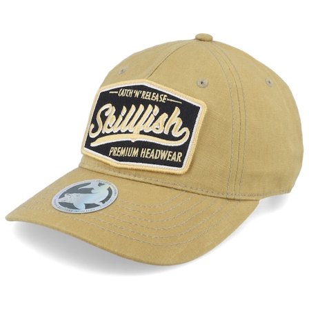 Skillfish - Beige unconstructed Cap - Premium Fishing 436 Waxed Cotton Dark Tan Dad Cap / Unconstructed @ Hatstore