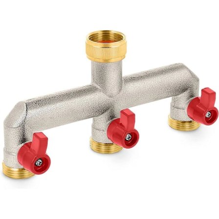 3-vägsdelare med 3/4" tapp med kulventiladapter slang