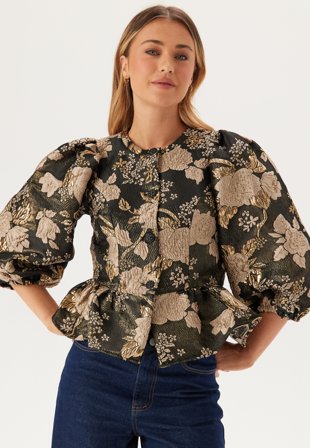 VILA Viothea 3/4 PEPLUM JACQUARD TO Black Beauty Klær