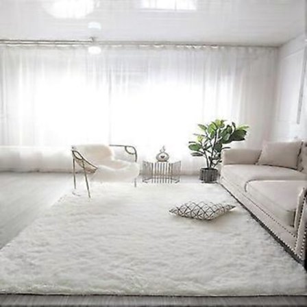 Stor plyschmatta vardagsrumsdekoration fluffig matta tjock sovrumsmatta halkfri golvmjuk loungematta enfärgad matta (80X160cm(31.5X63In) vit)