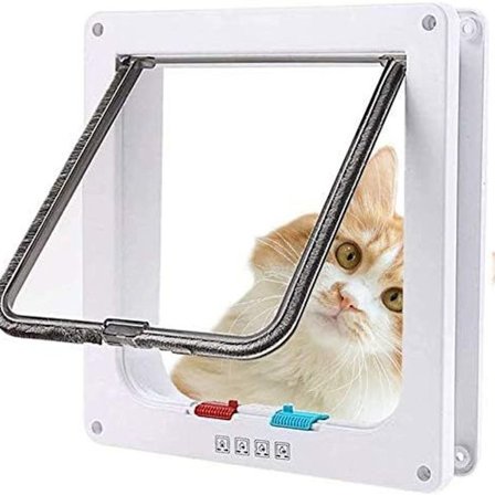 Kattluke hundeluke 24,5 * 28,5 * 5,5 cm 4-veis magnetisk lukking for KLB