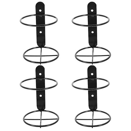 4-pak veggmontert vinstativ ølflaske displaystativ enkelt flaske veggstativ metall vinstativ (13.50X9.50X9.50CM, svart)