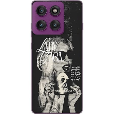 Kompatibelt Mobildeksel til Motorola Edge 60 Pro Lady Gaga svart-hvit retroplakat med solbriller og popkonst-estetikk