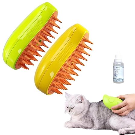 2 st Steamy Cat Brush - Kattångstborste, Ångande Kattborste - 3-i-1 Kattångstborste, Kattpälsborste, Laddningsbar