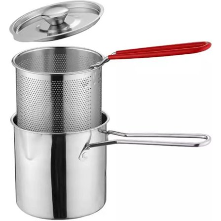 Friteerauskeitin paistokorilla, kestävä ja monipuolinen; 304 ruostumatonta terästä