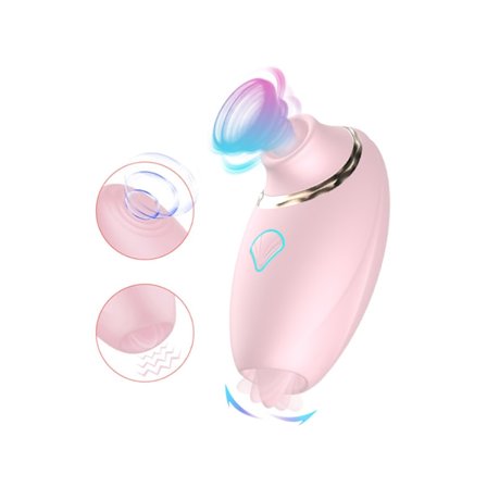 2-i-1 Tungslickande Sugande Massage Vibrator med 7 Lägen för Kvinnor (Rosa)