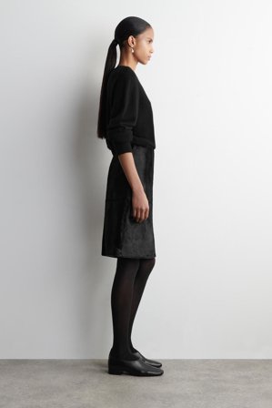 COS Women's Zapatos De Tacón De Piel De Punta Cuadrada in Negro