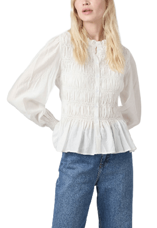 Neo Noir Mocca Smock Blouse Blusar Dam Vit 38