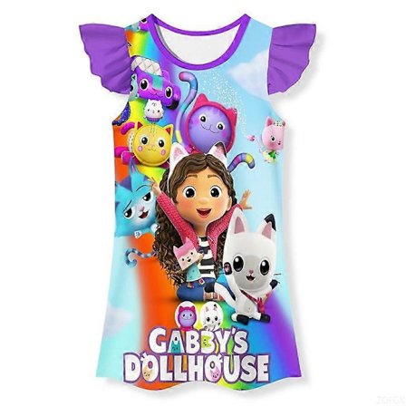Sarjakuva Uusi tuote Gabi's Dollhouse 3D-painettu rento ja muodikas lasten lentävähihainen yöpaita