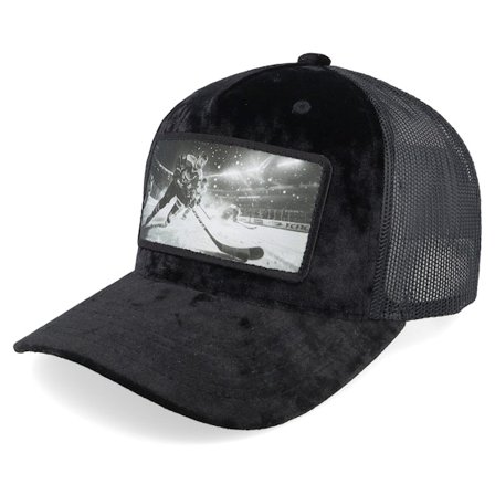 Calza Pennello - Svart trucker Caps - Ice Hockey Player Patch Velvet Black A.frame Trucker @ Hatstore