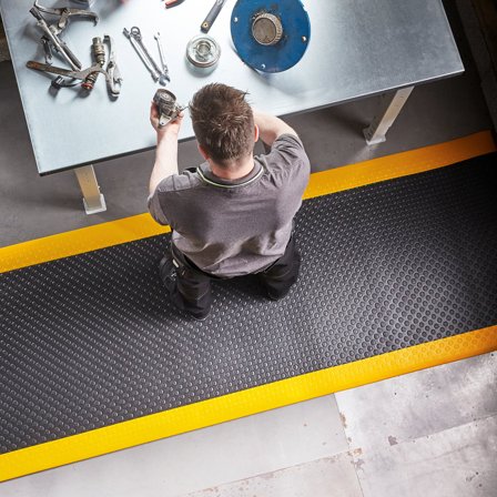 Anti-fatigue non-slip mat SECURE, full roll, 600x18300 mm, black, yellow