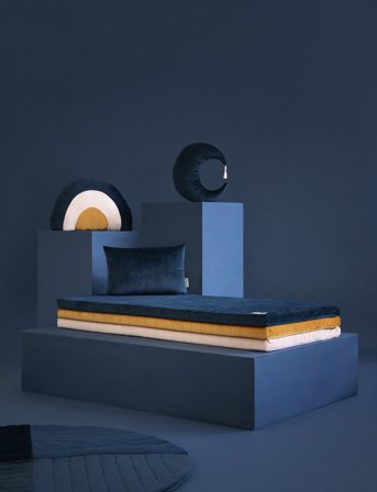 NOBODINOZ Zanzibar Velvet Mattress 120X60X4 - Navy - 120X60X4CM