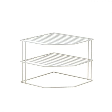 Køkken Skab Organiser [2 Pak], 3-Trins Hjørne Plade Stativ til Køkken Skab Opbevaring - Skab Opbevaring Hylde Organiser