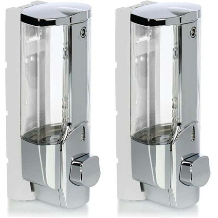 KZQ Väggmonterade Tvålpumpar 2-Pack - Påfyllningsbara för Duschgel och Schampo - Kromfinish