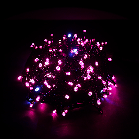 (Rosa), 20M 200 LED Lyslenke med To Farger på Grønn Kabel med 8 Arbeidsmoduser, Perfekt for Innendørs og Utendørs til Jul[mo]