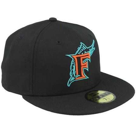 New Era - MLB Black fitted Czapka Z Daszkiem - Miami Marlins Porcelain Pack 59FIFTY Black Fitted @ Hatstore