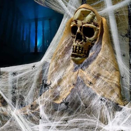 AJW-150g Halloween-dekorationer Spindelnät Halloween Skräckdekoration Jättespinnnät och 25 spindlar Cr[646]