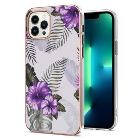 Marmormotiv iPhone 14 Pro Max skal - Lila Blommor Lila