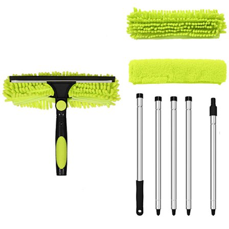 2-in-1 Teleskooppinen ikkunanpesusetti 235 cm, pyörivä pää, tehokas ikkunanpesu sisä-/ulkoikkunoille ja auton laseille