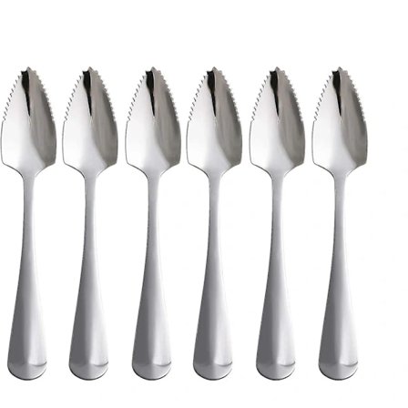 Sunrain Grapefrugtske Sæt 6 Dele Fødevaregodkendt Rustfrit Stål Dessertskespejl Frugtske, Takket Grapefrugt Bestik Værktøj, Egnet Co