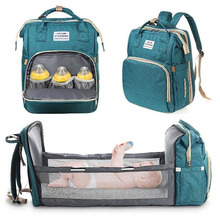 Diaper Backpack Foldable Baby Bed Large Capacity Mummy Bag With Changing Station