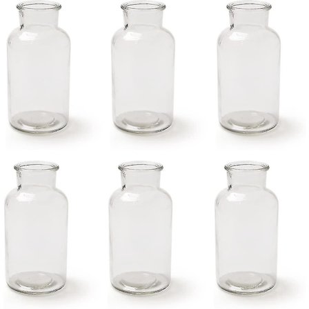 Glassflaske Sett med 6 16 cm Glassvase Bordvase Klar Borddekorasjon