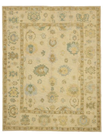 Oushak Rug Hand Knotted 302X381 Orange/Dark Yellow Turkey