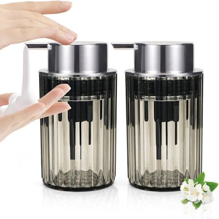 2-pak skummende sæbepumpe - Transparent akryl skumhåndvaskpumpe til badeværelse, moderne påfyldningsbar