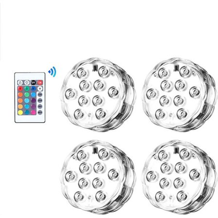 LED-undervandslys med fjernbetjening, vandtæt Batte