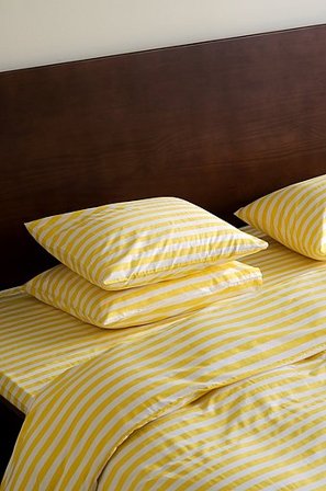 Jotex - Påslakanset Dubbelsäng Ekologisk Ljusgul/vit KAYO - Köp Dubbelsäng hos Jotex