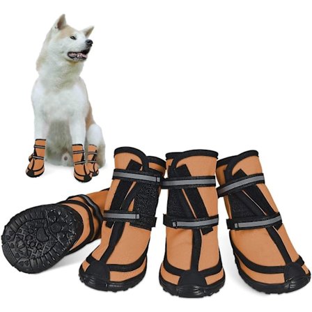 Dog shoes for large dogs winter snow dog booties with adjustable straps rugged anti-slip sole paw