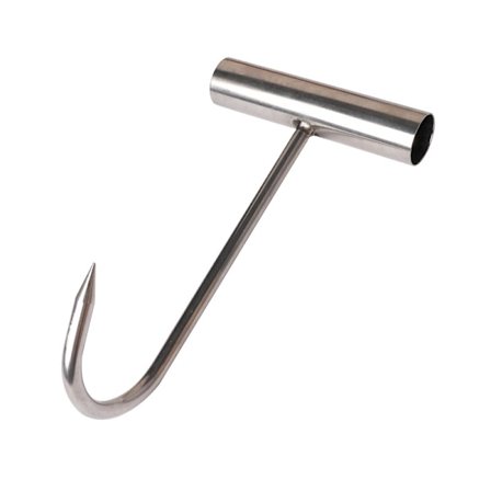 Rustfritt stål kjøtthake - T-formet slakterhake for enkel behandling, T-håndtak utbeinhingskroker, flott krok for hjemme-slakteren