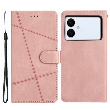 Crazy Horse Samsung Galaxy S26 Edge Plånboksfodral Konstläder Ställ - Roséguld