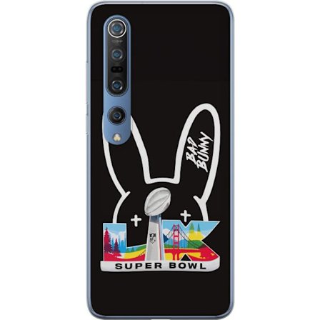 Kompatibelt Mobildeksel til Xiaomi Mi 10 Pro 5G Bad Bunny portrett med åpen skjorte, tatoveringer og krøllete hår i stilfull motefotografering