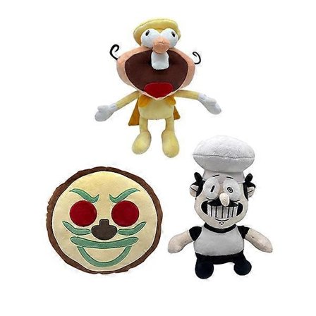 Høykvalitets Pizza Tower Peppino Dukke Plysjleketøy Gul kappe kokk