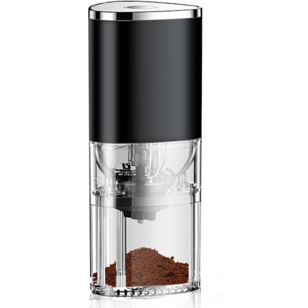 Elektrisk kaffekvarn (svart), USB-laddningsbar, lämplig för bönor, nötter, örter