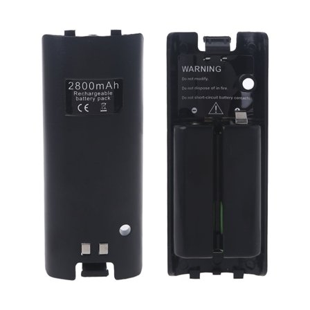 2800Mah sikker genopladelig batteri til WII til WII U spillekonsol 2stk/pakke Sort