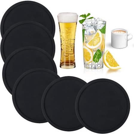 Glasbrikker, Glasbrikker til glas, 6 glasbrikker, 12X12CM, Glasbrikker sorte, Hold bordet tørt, egnet til alle typer kopper